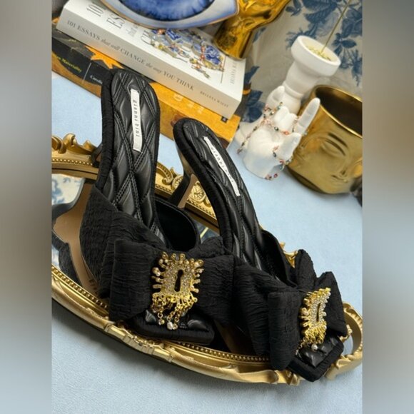 🆕 GIANNI BINI 🧿 NWOB Peeka Surrealist Keyhole Ornament Bow Slide, Black - Sz 8 - Picture 14 of 16